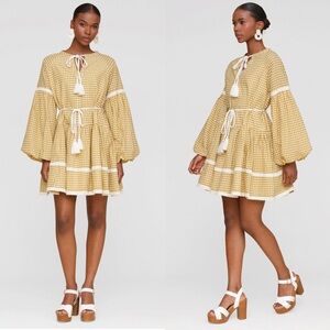 Avec Les Filles Gingham Print long sleeve mini dress